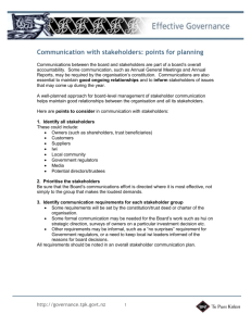 Communication with stakeholders: Points for planning