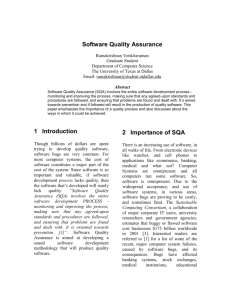 Software Quality Assurance - The University of Texas at Dallas