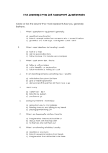VAK Learning Styles Self Assessment Questionnaire