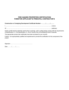 Fire hazard properties certification form