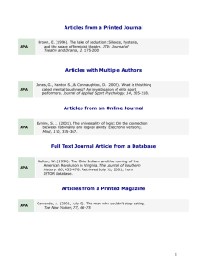 Articles from a Printed Journal