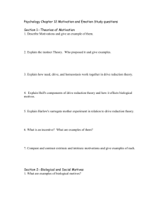 Psychology Chapter 12 Motivation and Emotion Study questions