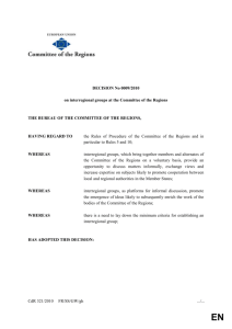 Decision 0009 - interregional groups at the Committee of the Regions