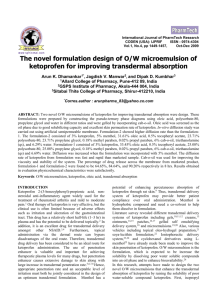 The novel formulation design of O/W microemulsion of ketoprofen for