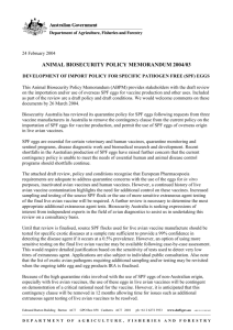 animal biosecurity policy memorandum 2004/03