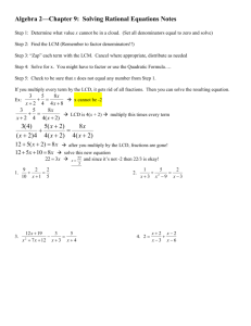 Algebra 2—Chapter 9: Solving Rational Equations Notes