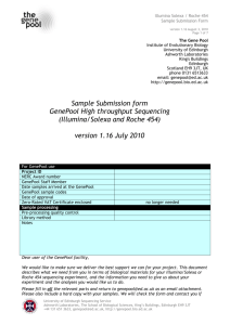 Sample Submission Form for 454 and Illumina