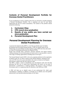 Personal Development Planning for Overseas Dental Practitioners