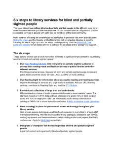 Six steps to library services for blind and partially