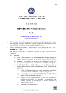 No. 81—26 November 2014 - ACT Legislative Assembly
