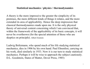 PH 426/526, Thermodynamics and statistical mechanics