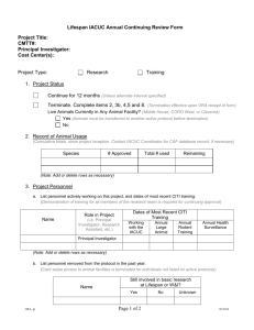 Lifespan IACUC Annual Continuing Review Form Project Title