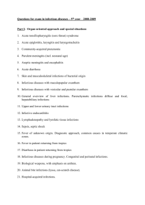 Questions for exam in infectious diseases – 5th year – 2001/200