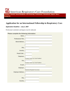 Application for an International Fellowship in Respiratory Care