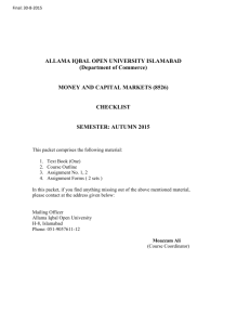 money and capital markets - Allama Iqbal Open University