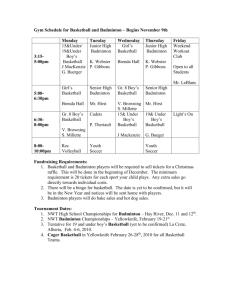 Gym Schedule for Basketball and Badminton – Begins November 9th