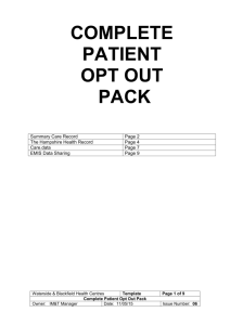 Opt Out Pack - Hythe and Blackfield Health Centres