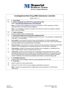 Investigational New Drug (IND) Submission checklist