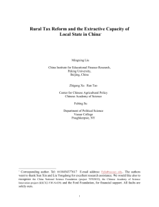 Rural Governance and Revenue Extraction in China: some