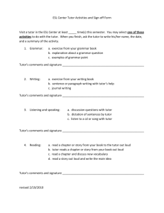 Suggested activities per skill for tutor to work on with student and