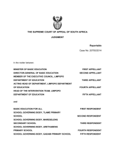 1 THE SUPREME COURT OF APPEAL OF SOUTH AFRICA