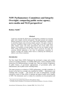 New South Wales Parliamentary Committees and Integrity Oversight: