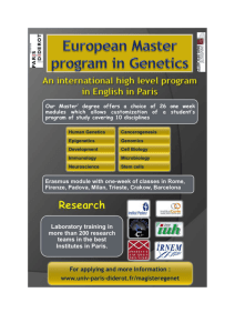 France`s premier Master`s Program in Genetics The Master`s degree