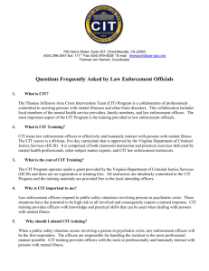 CIT Frequently Asked Questions - Virginia Crisis Intervention Team
