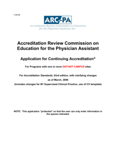 Application for Program accreditation for the Physician - Arc-Pa