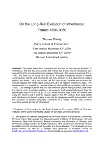On the Long-Run Evolution of Inheritance: - Thomas Piketty