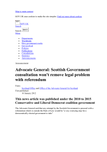 Advocate General: Scottish Government consultation won`t remove