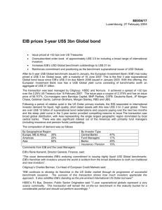 EIB prices 3-year US$ 3bn Global bond