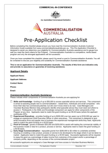 Commercialisation Australia Pre-Application Checklist