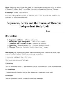 Sequences and Series Independent study unit