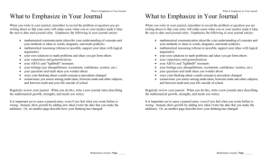 What to Emphasize in Your Journal
