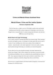 Fact Sheet Three: Mental Illness, Crime and the Justice System