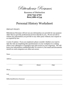 Personal History Worksheet