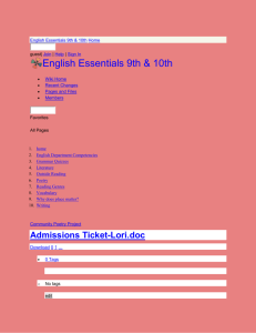 English Essentials 9th & 10th - Admissions Ticket-Lori