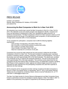 PRESS RELEASE - Best Companies to Work for in New York