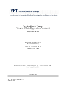 Functional Family Therapy (FFT): Principles of Clinical Intervention