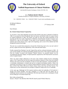 Letter in support of Tropical Medicine Day (Warrell)