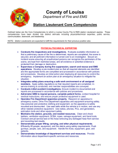 Outlined below are the Core Competencies to which a Firefighter