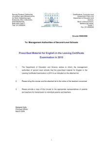 Prescribed Material for English in the Leaving Certificate