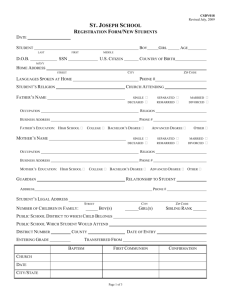 Registration Form (White) - St. Joseph Catholic School