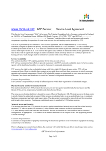 ASP Service Level Agreement - Infection Control Training