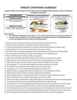 Classical Conditioning Worksheet