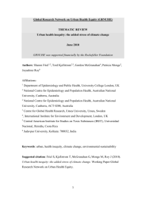 GRNUHE Working Paper Climate change and Urban Health Inequities