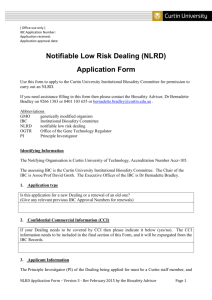 Notification of a Notifiable Low Risk Dealing