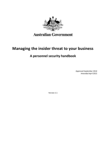 Managing the insider threat to your business—A personnel security