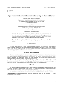 Paper Format for the Neural Information Processing